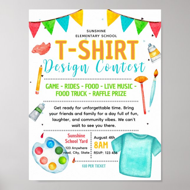 Poster modelo de panfleto de concurso de camiseta editáve (Frente)