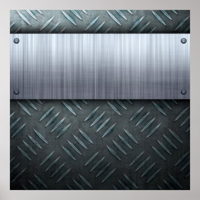 Poster Modelo de Placa de Diamante de Metal Bruto (Frente)