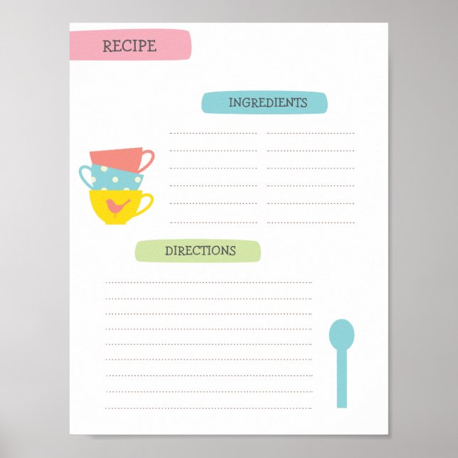 Poster Modelo de Receita A4 (Download Imediato) (Frente)