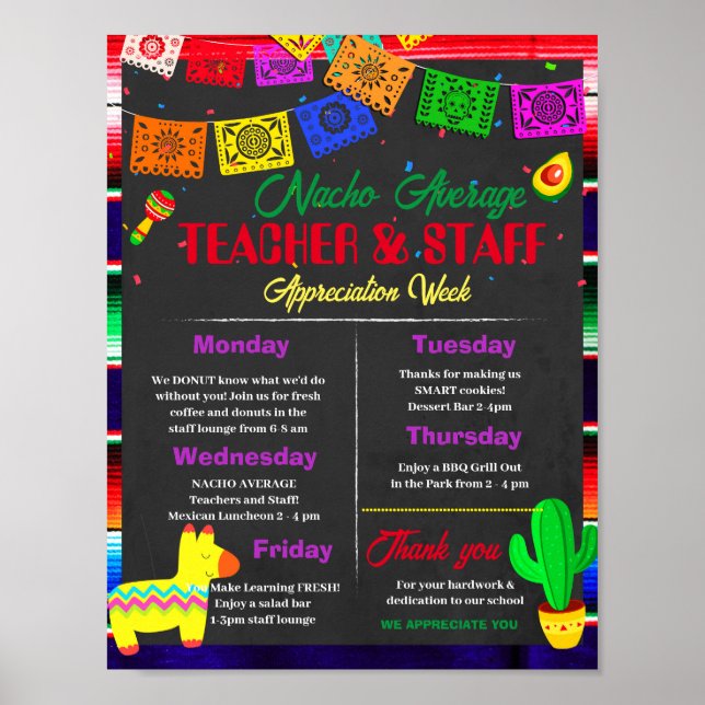 Poster Modelo de semana de Apreciação Média de Professore (Frente)