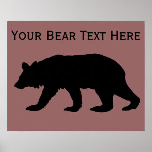 Poster Modelo de silhueta de urso preto