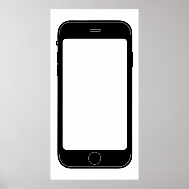 Poster Modelo de Telefone celular preto e branco simples (Frente)