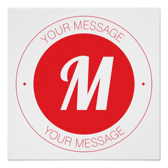 Póster Modelo de texto circular e monograma personalizáve (Frente)