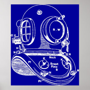 Póster Modelo do capacete do mergulho