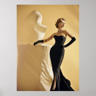 Poster Modelo do Elegante de 1950 que mostra o vestido pr