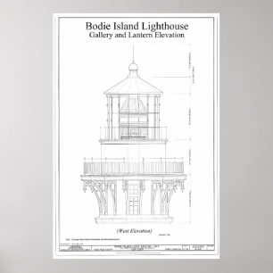 Poster Modelo do farol da ilha de Bodie do vintage