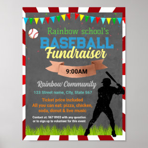 Poster Modelo do Fundraiser de Baseball