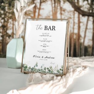 Poster Modelo do Menu Bar de Casamento Verde