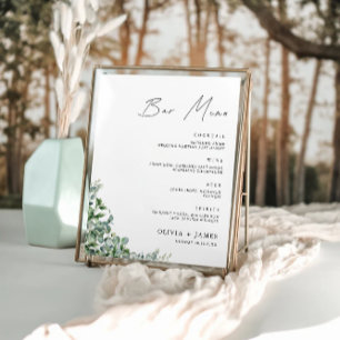 Poster Modelo do Menu Bar de Casamento Verde