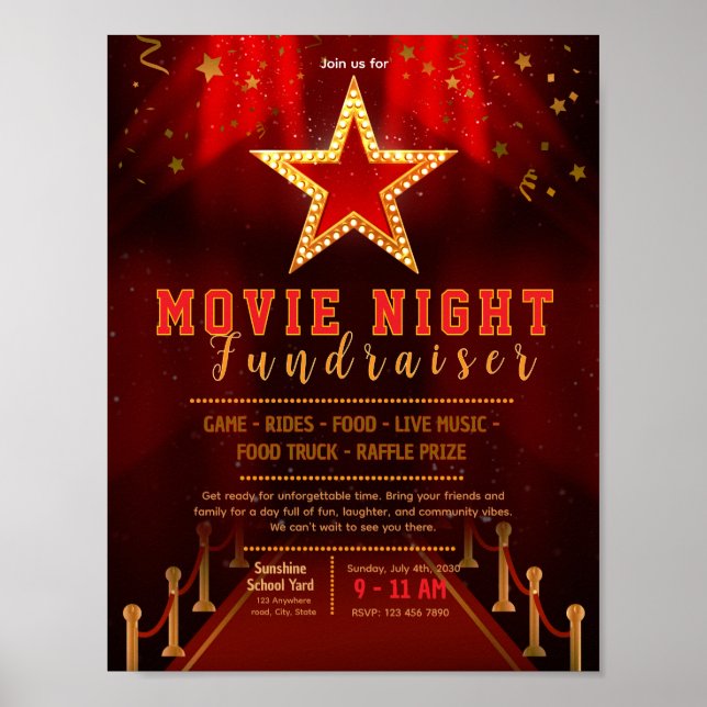 Poster modelo editável de flyer de gala de arrecadação de (Frente)
