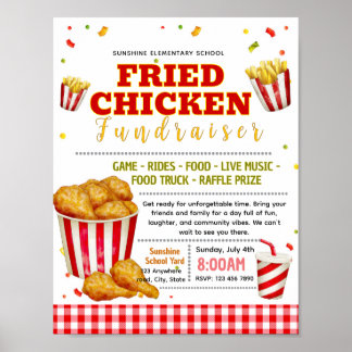 Poster Modelo editável de panfleto de frango frito para a