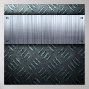 Poster Modelo escovado da placa do diamante do metal