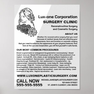 Poster Modelo Floral, Cirurgião Plástico, Cirurgia Plásti