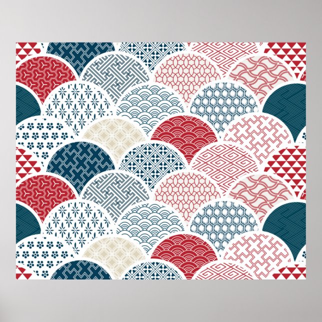 Poster modelo geométrico tradicional kimono sketc (Frente)