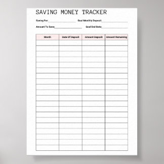 Poster Modelo Gratuito de Rastreador de Economia de Dinhe
