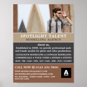 Poster Modelo masculino, Agência de modelagem, agente mod
