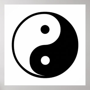 Póster Modelo preto e branco da ilustração de Yin Yang