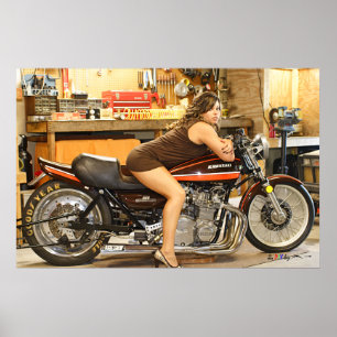 Poster Modelo Quente + Uma Dragbike Clássica Quente