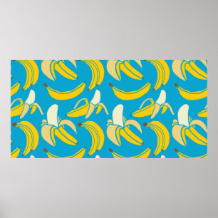 Poster modelo sem costura de banana tropical fruta fresca