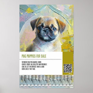 Poster Modelos de folhetos de venda de filhotes de Pug