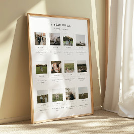 Poster Modern 1st Anniversary 12 Photo Custom Couple