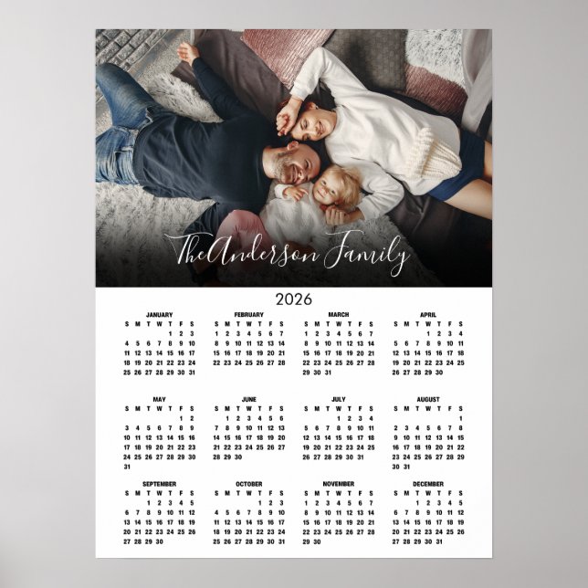 Poster Modern 2026 Calendar Family Photo (Frente)