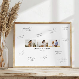 Poster Modern 3 Photo Wedding Guest Signature