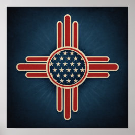Poster Modern American Zia Emblem – Bold Patriotic Southw