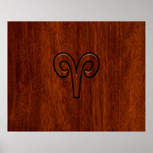 Póster Modern Aries Símbolo Zodiac em Mahogany como impre