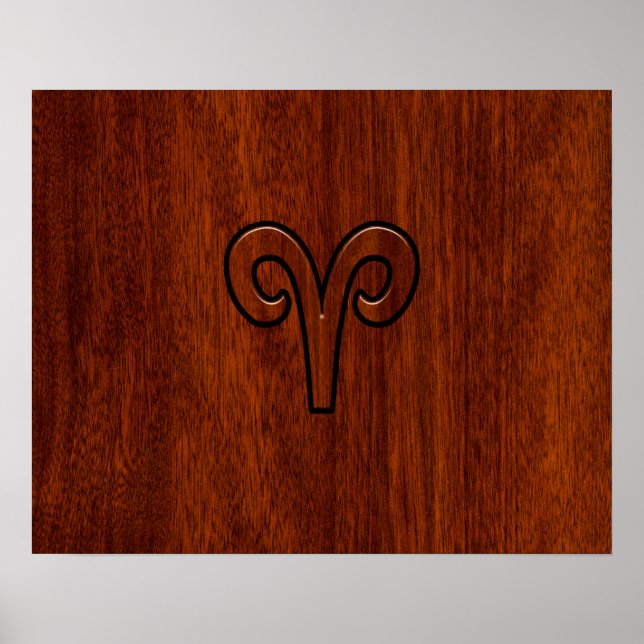 Póster Modern Aries Símbolo Zodiac em Mahogany como impre (Frente)