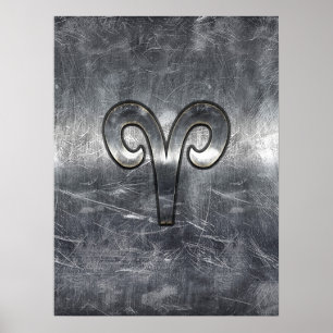 Póster Modern Aries Zodiac Sinal Grunge Estilo Desconfort