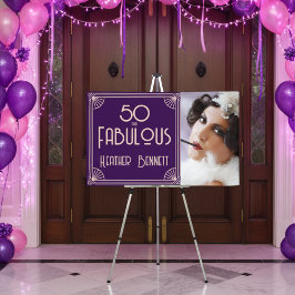 Poster Modern Art Deco 50 and Fabulous Birthday
