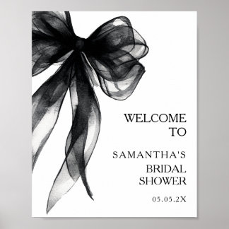 Poster Modern Black Bow Bridal Shower Welcome Sign