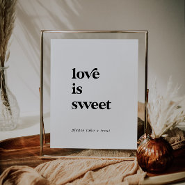 Poster Modern Black Typografia Love Is Sweet Wedch Sign
