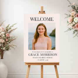 Poster Modern Blush Pink Graduation Photo Welcome Sign