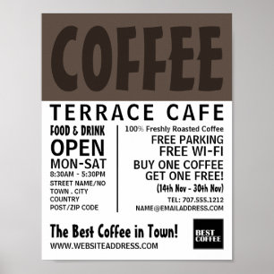 Poster Modern Bold Barista, Café, Propaganda em Coffeehou