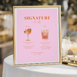 Póster Modern Bold Font His & Hers Drinks Wedding