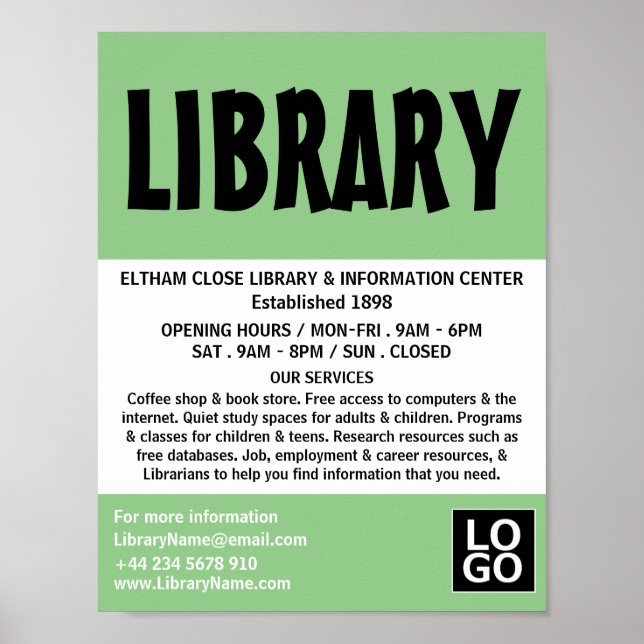 Poster Modern Bold, Publicidade em Biblioteca (Frente)