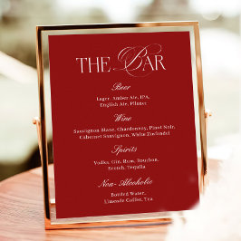 Poster Modern Burgundy Wedding Bar