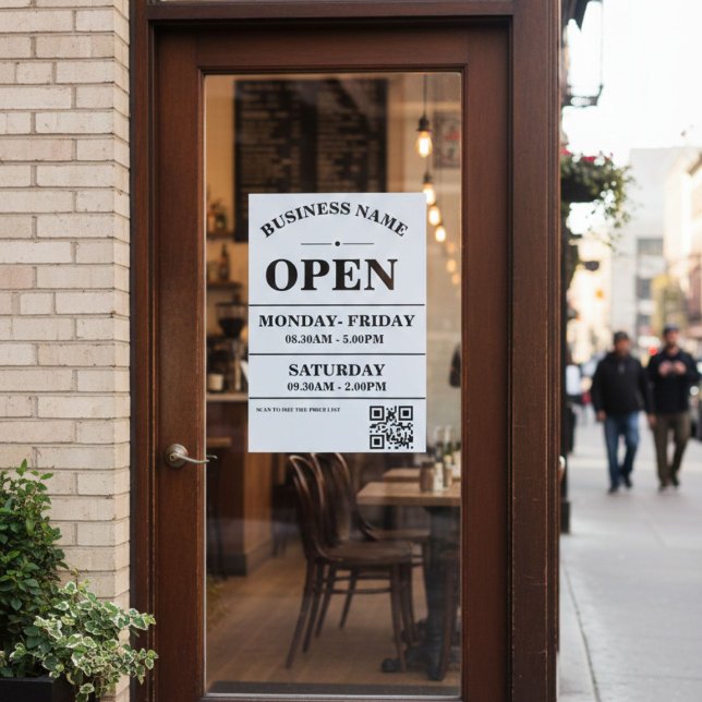 Poster Modern Business opening hours logo and qr code (Criador carregado)