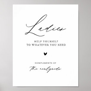 Poster Modern Calligraphy Ladies Wedding Bathroom Sign