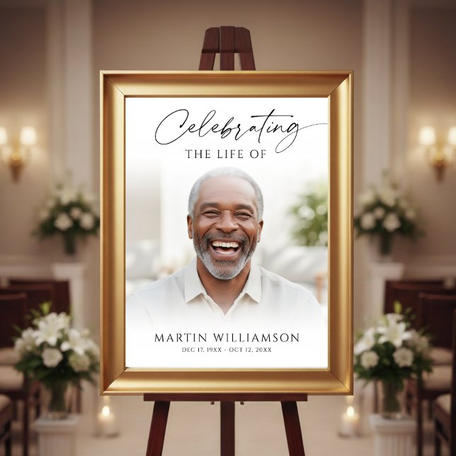 Poster Modern Celebration of Life Photo Script Memorial (Criador carregado)