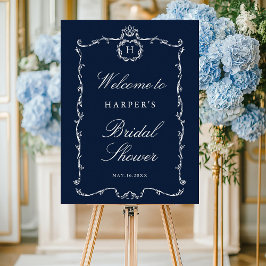 Poster Modern Classic French Frame Wedding Navy Blue