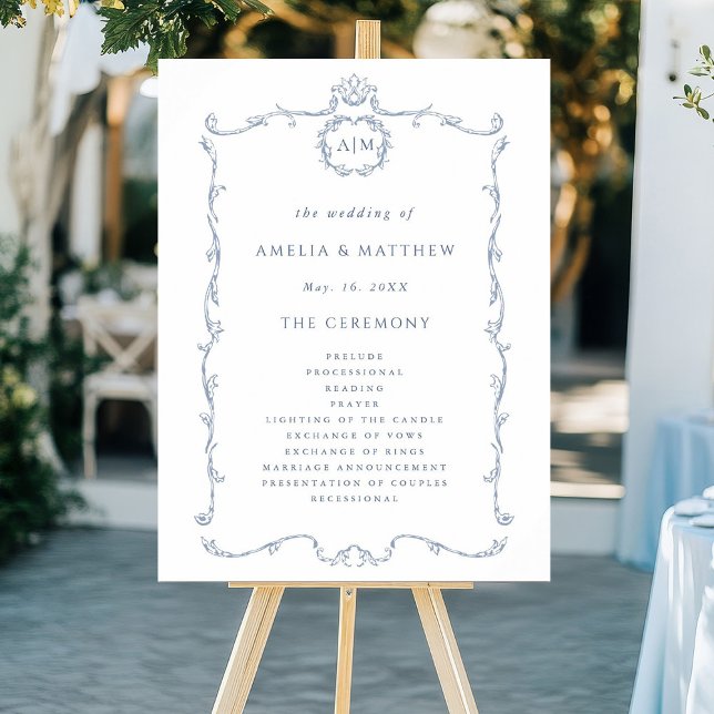 Poster Modern Classic French Wedding Ceremony Program  (Criador carregado)