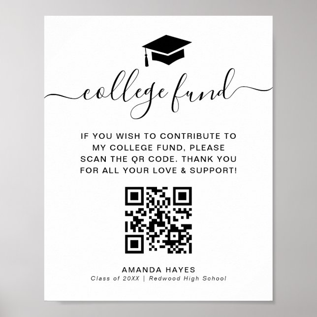Poster Modern College Fund Donation QR Code Sign (Frente)