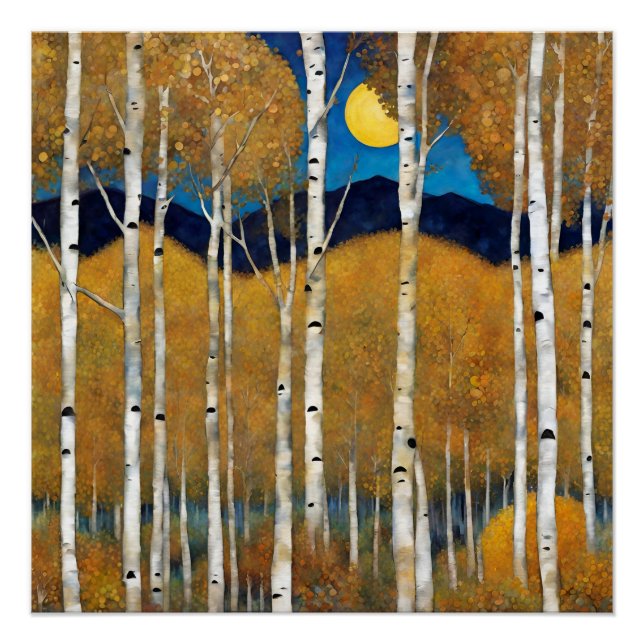 Póster Modern Colorado Aspens Mountain Fall Poster (Frente)