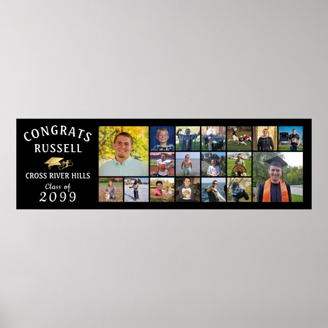 Poster Modern CONGRATS GRAD 18 Photo Collage (Frente)