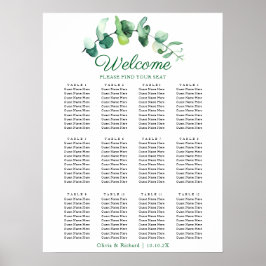 Poster Modern Eucalyptus Greenery Wedding Seating Chart