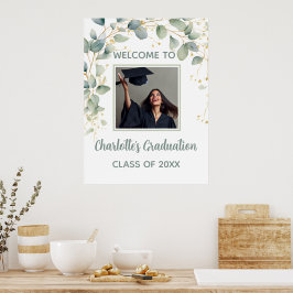 Poster Modern Eucalyptus Minimalist Grad Party