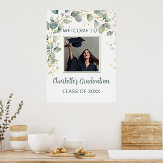 Poster Modern Eucalyptus Minimalist Grad Party
